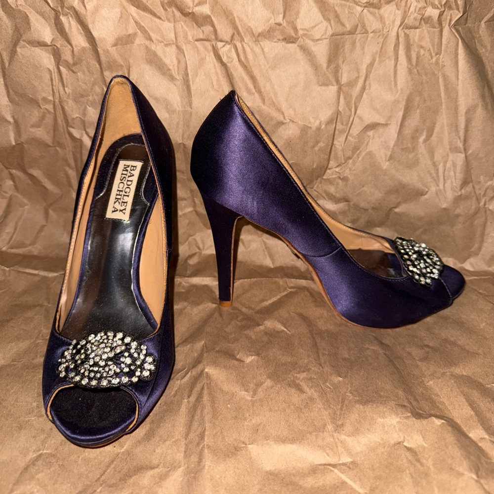 Badgley Mischka Deep Purple Satin Heels